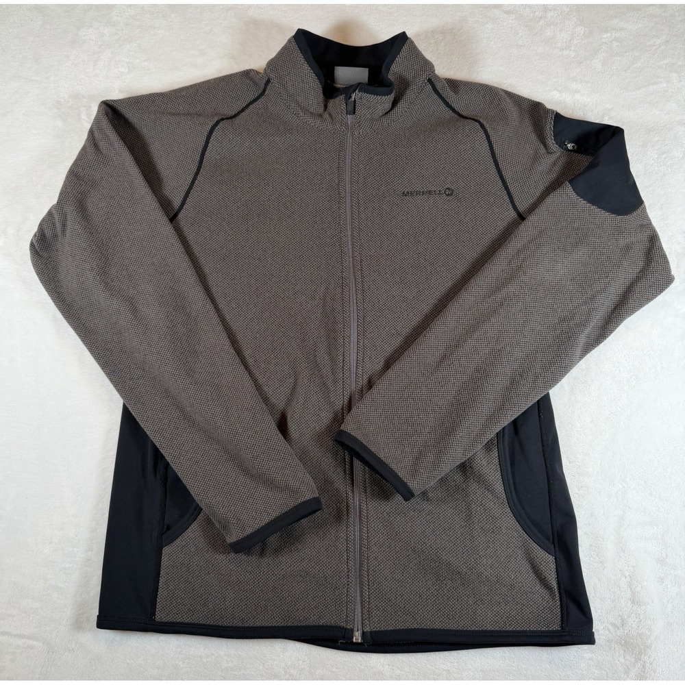 Merrell Jacket Men's‎ Sz M Gray Black Select Regulate Fleece Full Zip Sweater
